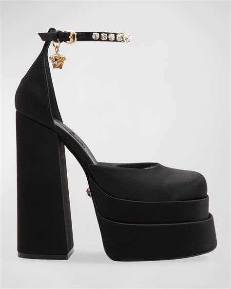 versace medusa platform shoes|versace medusa detail round heels.